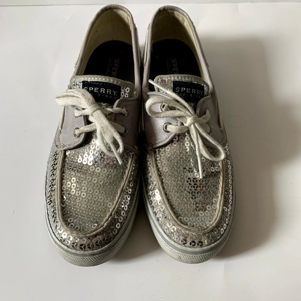 Sperry Top Sider Boat Shoe - Silver Sequin - 9
